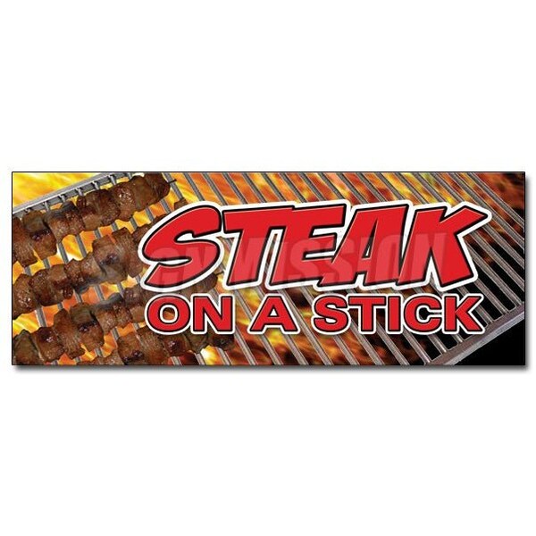 STEAK ON A STICK DECAL sticker meat steak beef bbq grill restaurant food, D-36 Steak On A Stick